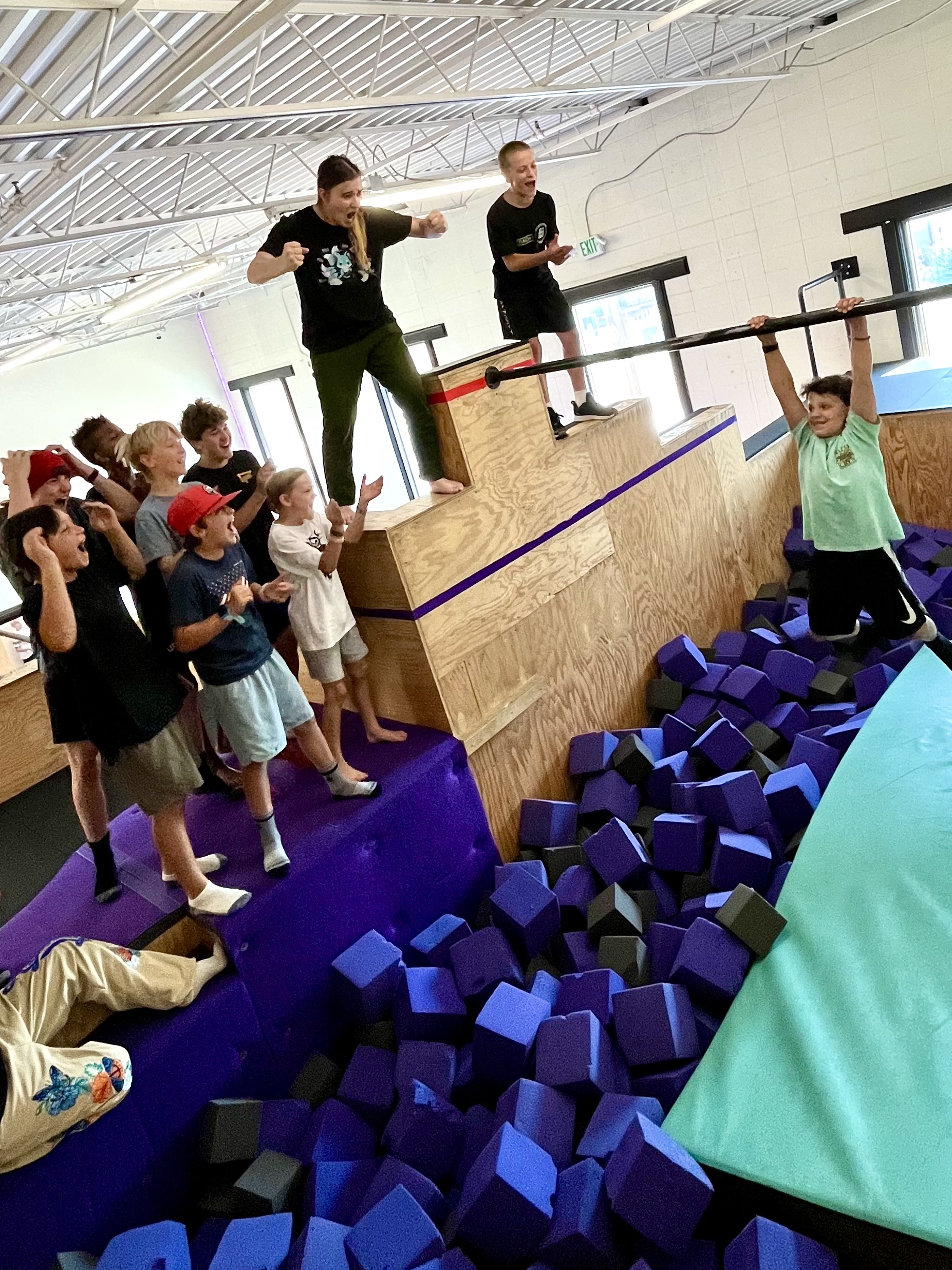 Youth parkour class at Superhuman Academy in Boulder