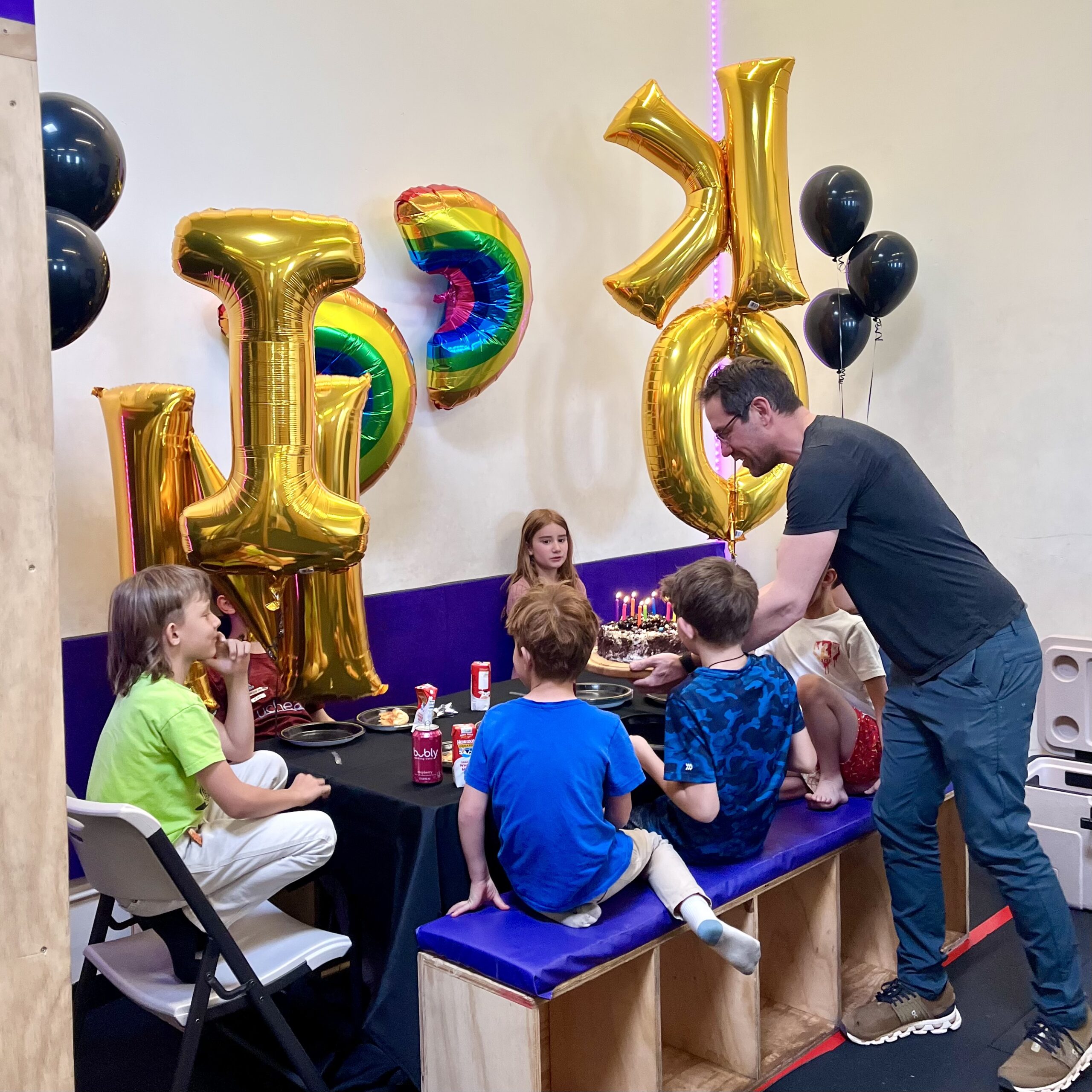 Parkour birthday party in Boulder with obstacle course